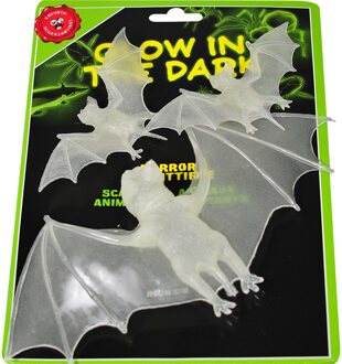 Halloween dieren - glow in the dark decoratie vleermuizen - 3x stuks - 21 en 11 cm - Lichtgevend