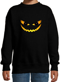Halloween Duivel gezicht horror trui zwart voor kinderen - verkleed sweater / kostuum 3-4 jaar (98/104) - Feesttruien