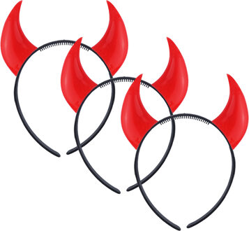 Halloween duivel hoorntjes - 3x - diadeem - rood - plastic