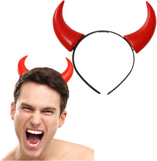 Halloween duivel hoorntjes diadeem - 6x stuks - rood - plastic - satan - vrijgezellenfeestje - dames