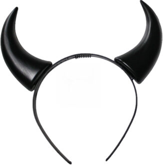 Halloween Duivel Hoorntjes diadeem - plastic - zwart - volwassenen