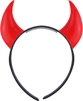 Halloween duivel hoorntjes - diadeem - rood - kunststof Kersenrood