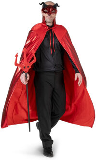 Halloween Duivel/vampier verkleed set - cape en masker - voor volwassenen - rood - demon - One size