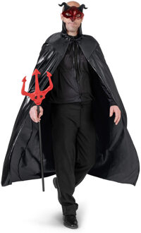 Halloween Duivel/vampier verkleed set - cape en masker - voor volwassenen - zwart - demon - One size