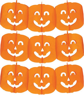 Halloween feestslinger pompoenen - 3x - 3 meter - oranje - van papier