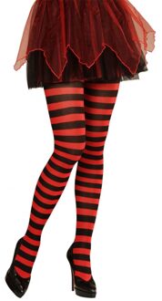 Halloween - Gestreepte panty rood/zwart neon M/L