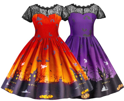 Halloween Girls Lace Dress Children Costume Kids Vampire Witch Costume Girls Cosplay Carnival Party Princess Fancy Dress Fantasi