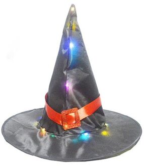 Halloween Glowing Heks Hoed Ornamenten Dance Party Hoed Tovenaar Hoed Kerstmuts Licht Geel