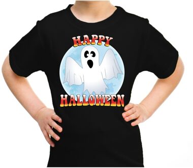 Halloween Happy Halloween horror spook shirt zwart voor kinderen S (122-128) - Feestshirts