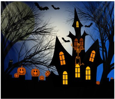 Halloween Haunted Pompoen Tapestry Opknoping Art Strand Deken Picknick Vel Voor Thuis Slaapkamer Woonkamer Muur Decor 150X130cm stijl A