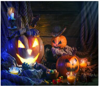 Halloween Haunted Pompoen Tapestry Opknoping Art Strand Deken Picknick Vel Voor Thuis Slaapkamer Woonkamer Muur Decor 150X130cm stijl C