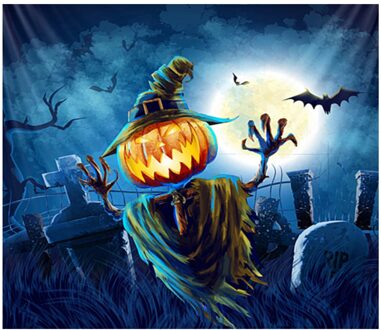 Halloween Haunted Pompoen Tapestry Opknoping Art Strand Deken Picknick Vel Voor Thuis Slaapkamer Woonkamer Muur Decor 150X130cm stijl D