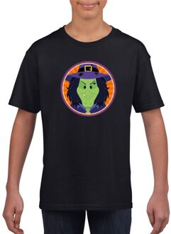 Halloween heks t-shirt zwart kinderen XL (158-164)