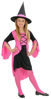 Halloween Heksen kostuum meisjes roze 158 - Carnavalsjurken