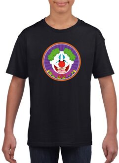 Halloween horror clown t-shirt zwart kinderen XL (158-164)
