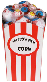 Halloween/Horror deco artikel - popcorn bakje met oogballen - 8 x 16 cm - Feestdecoratievoorwerp