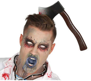 Halloween/horror diadeem - bloederige hakbijl - kunststof - verkleedaccessoires Donkergrijs