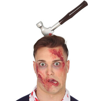 Halloween/horror diadeem - bloederige hamer - kunststof - verkleedaccessoires