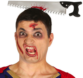Halloween/horror diadeem - bloederige zaag - kunststof - verkleedaccessoires