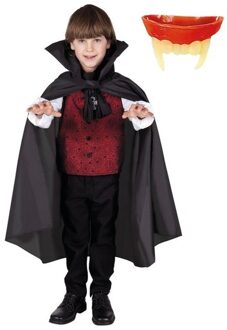 Halloween Horror dracula cape inclusief gebit voor kinderen - Carnavalskostuums Multikleur