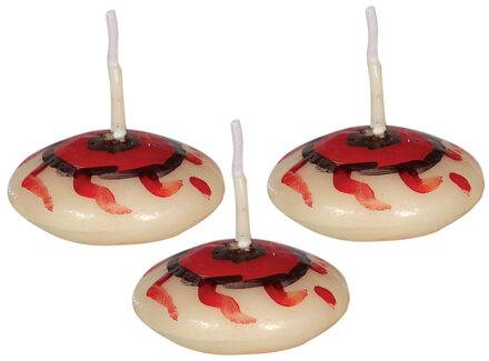 Halloween/horror drijfkaarsen - 12x - oogbol/oogbal kaarsjes - 5 x 5 cm