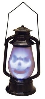 Halloween horror lantaarn met doodshoofd - licht en geluid - 30 cm - kunststof