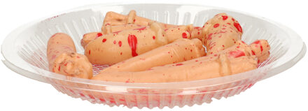 Halloween/horror nep bebloede vingers - set 8x - 19 x 12 cm - decoraties Rood