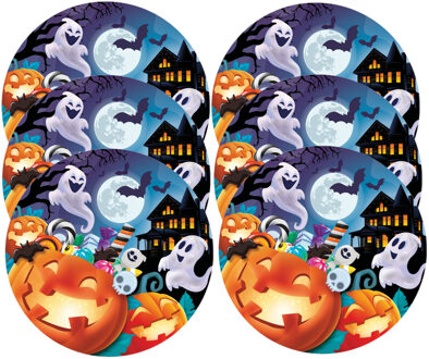 Halloween/horror pompoen bordjes - 24x - oranje - papier - D23 cm