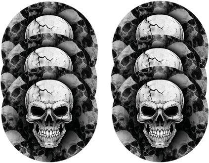 Halloween/horror schedel/doodshoofd bordjes - 24x - zwart - papier - D23 cm