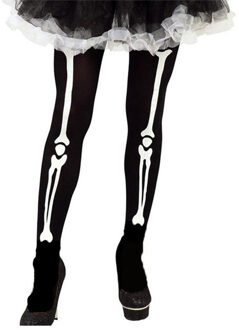 Halloween/horror skelet panty - verkleed panty - met botten - zwart - volwassenen