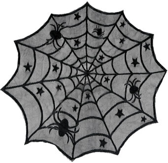 Halloween/horror thema feest tafelkleed - PVC - spinnenweb - rond - 100 cm - kant patroon