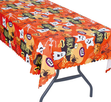 Halloween/horror thema feest tafelkleed - spookjes - oranje - stevig papier - 177 x 134 cm
