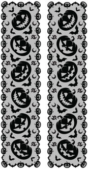 Halloween/horror thema feest tafelloper kant - 2x - polyester - pompoenen - 200 x 45 cm