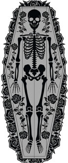 Halloween/horror thema feest tafelloper kant - polyester - skelet - 183 x 60 cm - Feest tafelkleed Zwart