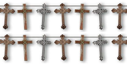 Halloween/horror thema feestslinger - 2x - heilig kruis - papier - 200 cm - Gotische versiering