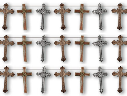 Halloween/horror thema feestslinger - 3x - heilig kruis - papier - 200 cm - Gotische versiering