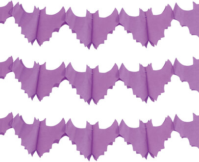 Halloween/horror thema feestslinger - 3x - vleermuis - papier - 300 cm - vleermuis versiering