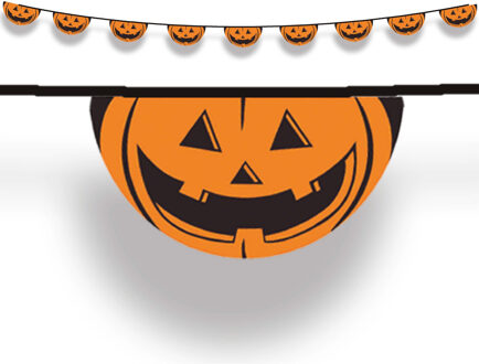 Halloween/horror thema feestslinger - pompoenen - pvc - 550 cm - feestversiering vlaggenlijn Oranje