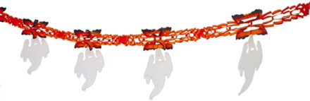 Halloween/horror thema feestslinger - spook - papier - 300 cm - feest versiering Rood