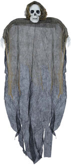 Halloween/horror thema hang decoratie Skelet/Zombie - met gescheurde kleding - griezel pop - 120 cm Grijs