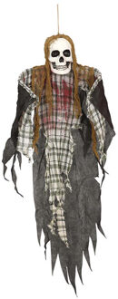 Halloween/horror thema hang decoratie Skelet/Zombie - met gescheurde kleding - griezel pop - 120 cm