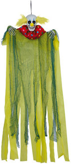 Halloween/horror thema hang decoratie Zombie Clown - met LED licht en beweging - griezel pop - 120cm Groen