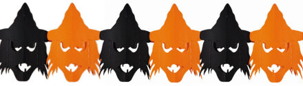 Halloween/Horror thema heksen/vogelverschrikkers feestslinger oranje/zwart 3 meter