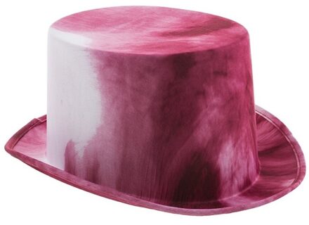 Halloween/horror thema hoge verkleed hoed - met bloed - volwassenen - wit/rood Multi