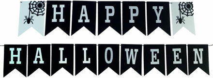 Halloween/horror thema vlaggenlijn - Happy Halloween - vilt - 250 cm - vlaggetjes versiering