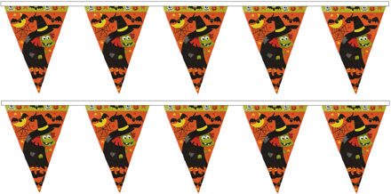 Halloween/Horror thema vlaggetjes - 2 stuks - plastic - 400 cm - Vlaggenlijnen Multikleur