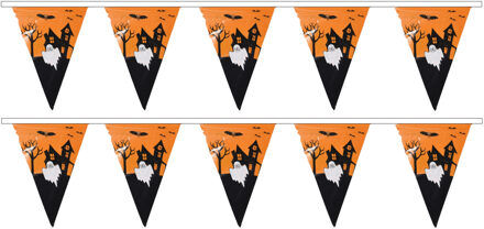 Halloween/Horror thema vlaggetjes - 2 stuks - van plastic - 400 cm - Vlaggenlijnen Multikleur