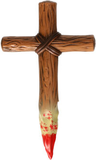 Halloween/horror Vampier doden kruis met bloed - verkleed accessoires - Door het hart - plastic