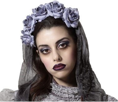 Halloween/horror verkleed diadeem/tiara/bloemenkrans - zombie/spook - kunststof - dames/meisjes