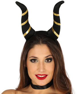 Halloween/horror verkleed diadeem/tiara - grote duivel hoorns - kunststof - dames/meisjes